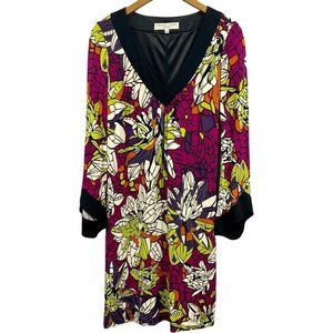 Trina Turk Retro Floral Bell Sleeve Sheath Dress Size 6